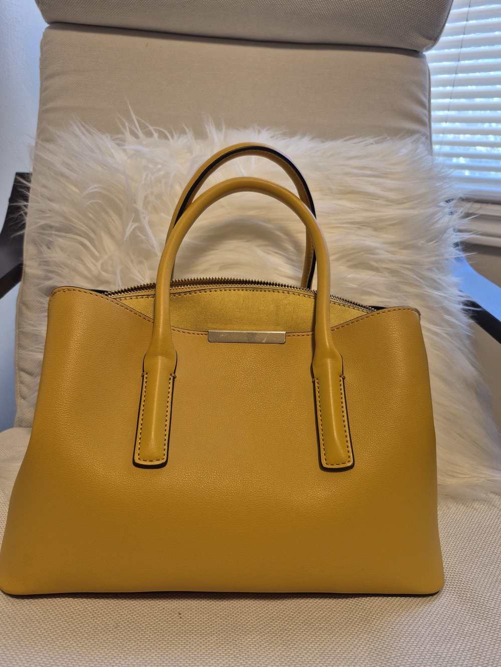 Structured Yellow Leather Tote Handbag